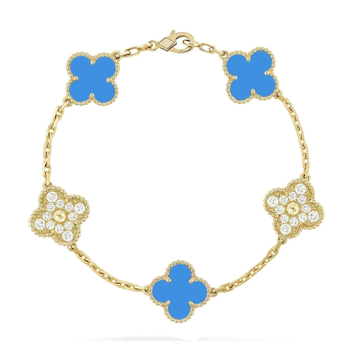 [Luxery] CLOVER 5 MOTIF BLUE AGATE BRACELET COLLECTION