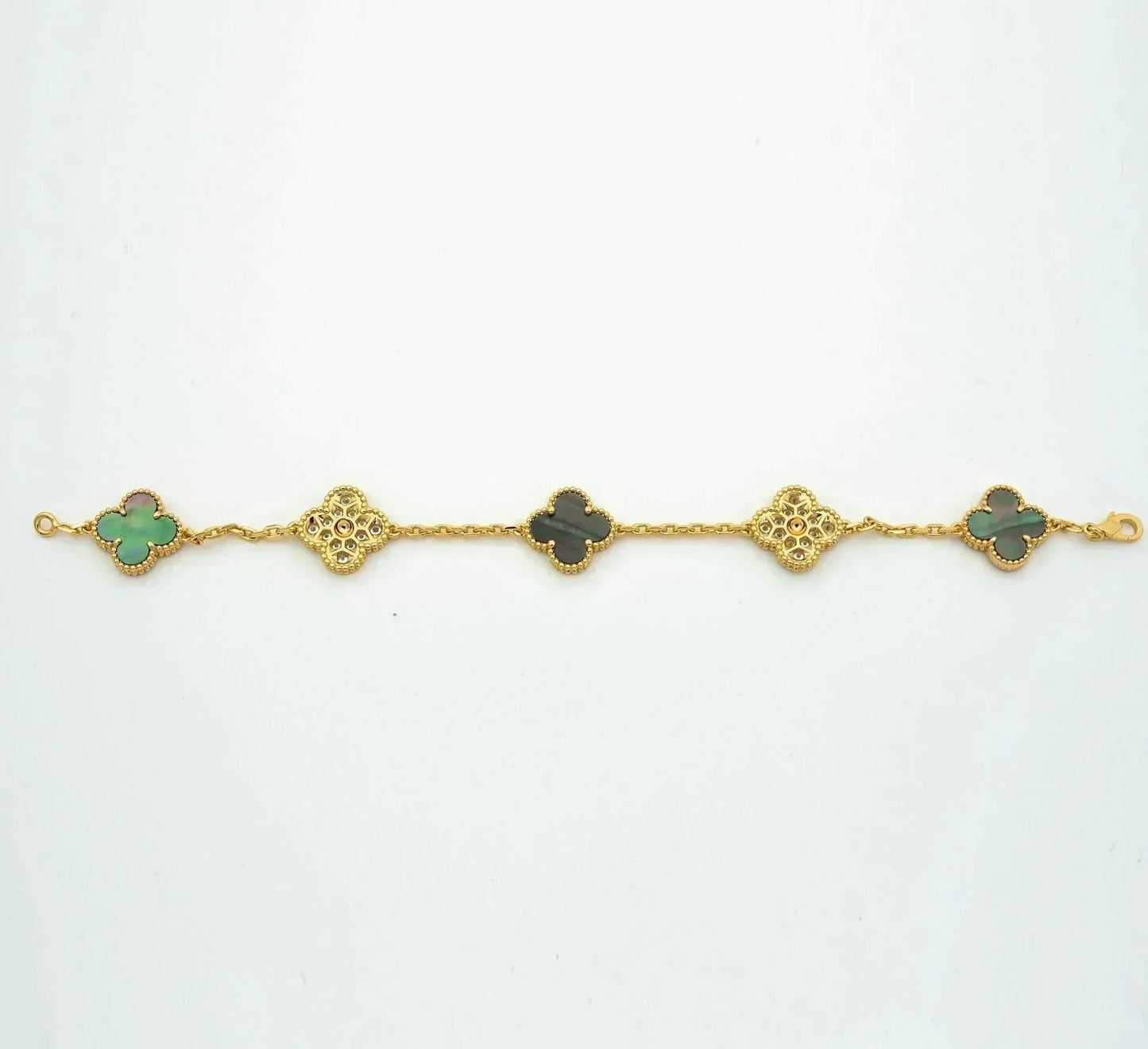 [Luxery] CLOVER 5 MOTIF GRAY MOP BRACELET COLLECTION
