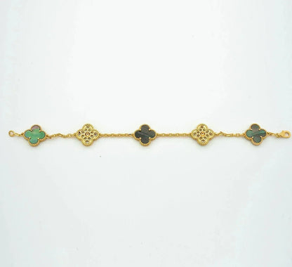 [Luxery] CLOVER 5 MOTIF GRAY MOP BRACELET COLLECTION