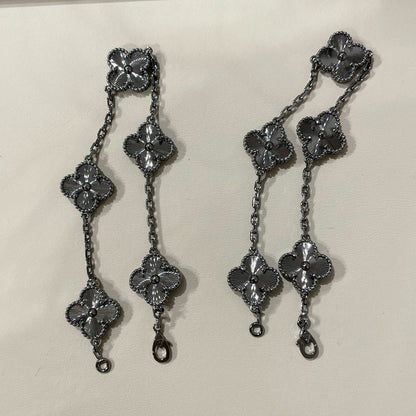 [Luxery]CLOVER 5 MOTIF BLACK BRACELET
