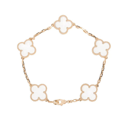 [Luxery]CLOVER 5 MOTIF ROCK CRYSTAL BRACELET