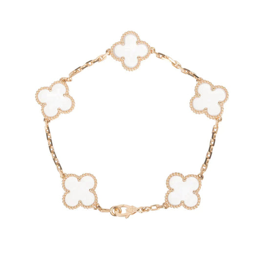[Luxery]CLOVER 5 MOTIF ROCK CRYSTAL BRACELET