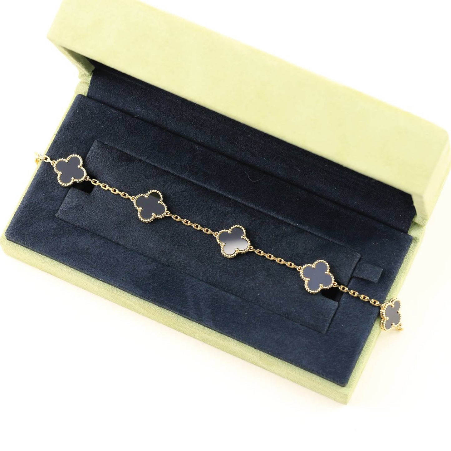 [Luxery] CLOVER 5 MOTIF ONYXS BRACELET COLLECTION