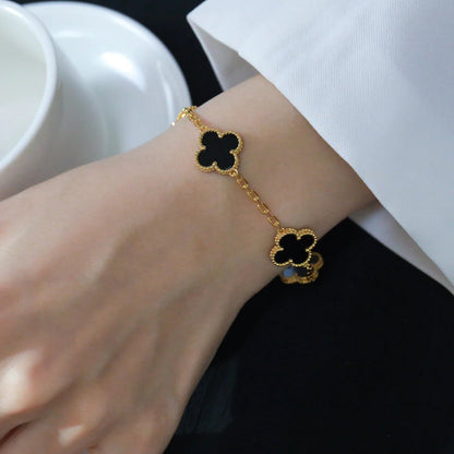 [Luxery] CLOVER 5 MOTIF ONYXS BRACELET COLLECTION