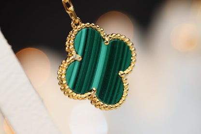 [Luxery]CLOVER EARRINGS GOLD MALACHITE DIAMOND 3 MOTIF