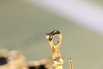 [Luxery]CLOVER EARRINGS GOLD ONYX MOP 3 MOTIF