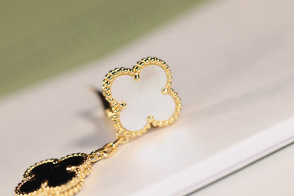 [Luxery]CLOVER EARRINGS GOLD ONYX MOP 3 MOTIF
