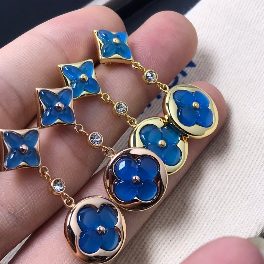 [Luxery]STAR AND SUN AGATE DIAMOND EARRINGS
