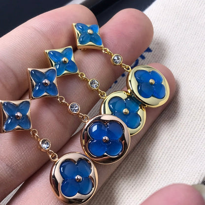 [Luxery]STAR AND SUN AGATE DIAMOND EARRINGS
