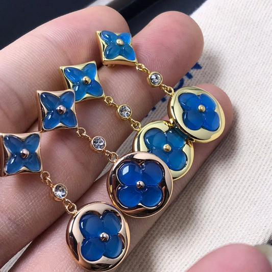 [Luxery]STAR AND SUN AGATE DIAMOND EARRINGS