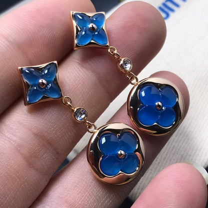 [Luxery]STAR AND SUN AGATE DIAMOND EARRINGS
