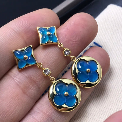 [Luxery]STAR AND SUN AGATE DIAMOND EARRINGS