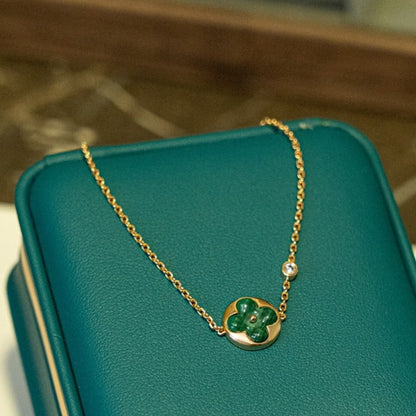 [Luxery]SUN MALACHITE 1 DIAMOND PINK GOLD BRACELET