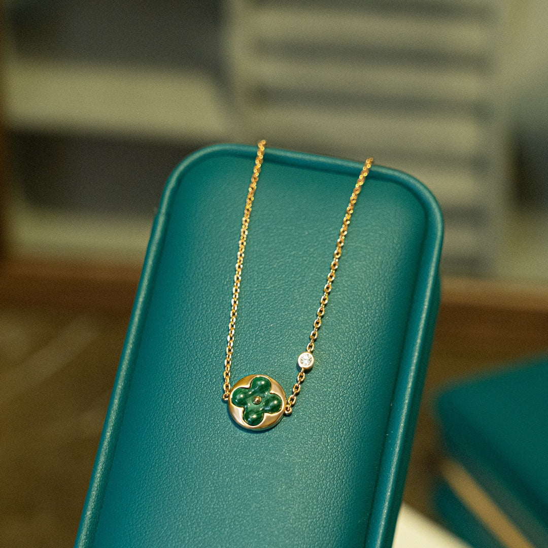 [Luxery]SUN MALACHITE 1 DIAMOND PINK GOLD BRACELET