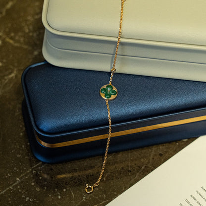 [Luxery]SUN MALACHITE 1 DIAMOND PINK GOLD BRACELET