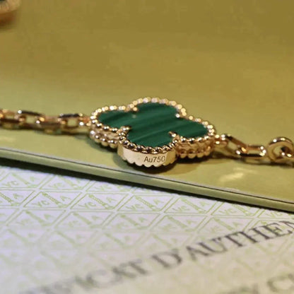 [Luxery] CLOVER 5 MOTIF MALACHITE BRACELET COLLECTION