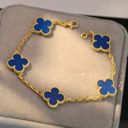 [Luxery] CLOVER 5 MOTIF BLUE AGATE BRACELET COLLECTION