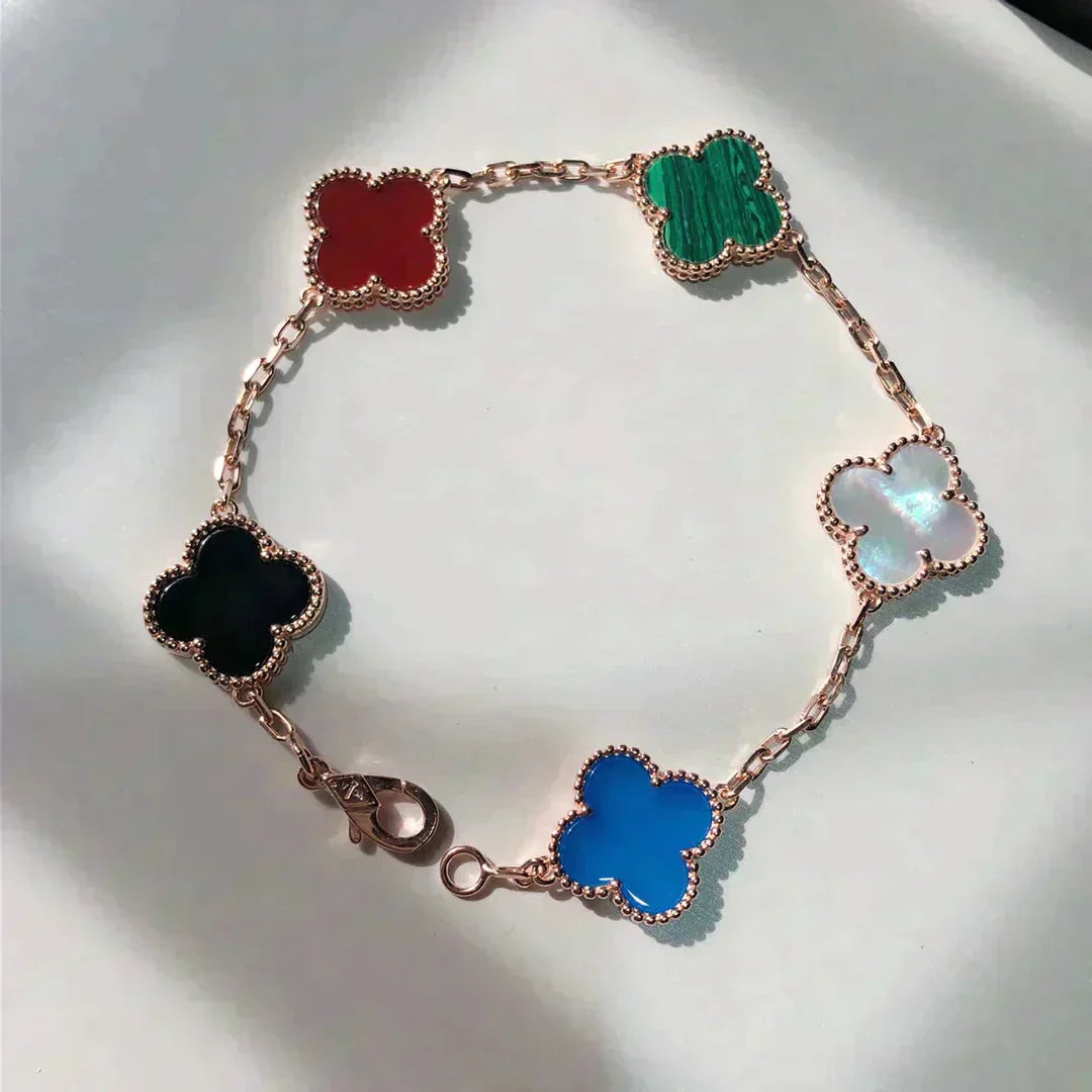 [Luxery]CLOVER 5 MOTIFS MULTICOLOR BRACELET