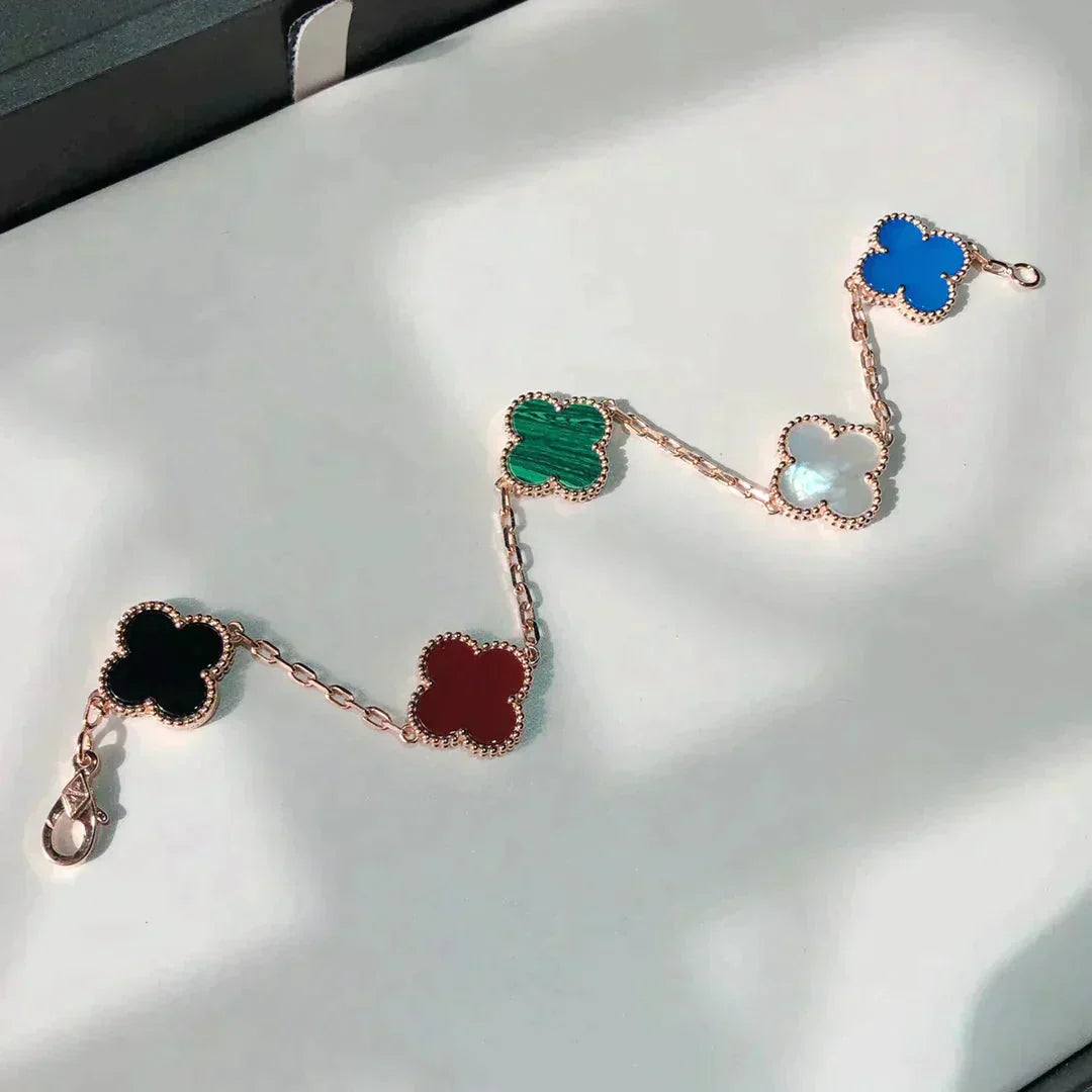 [Luxery]CLOVER 5 MOTIFS MULTICOLOR BRACELET