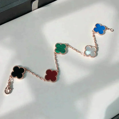 [Luxery]CLOVER 5 MOTIFS MULTICOLOR BRACELET