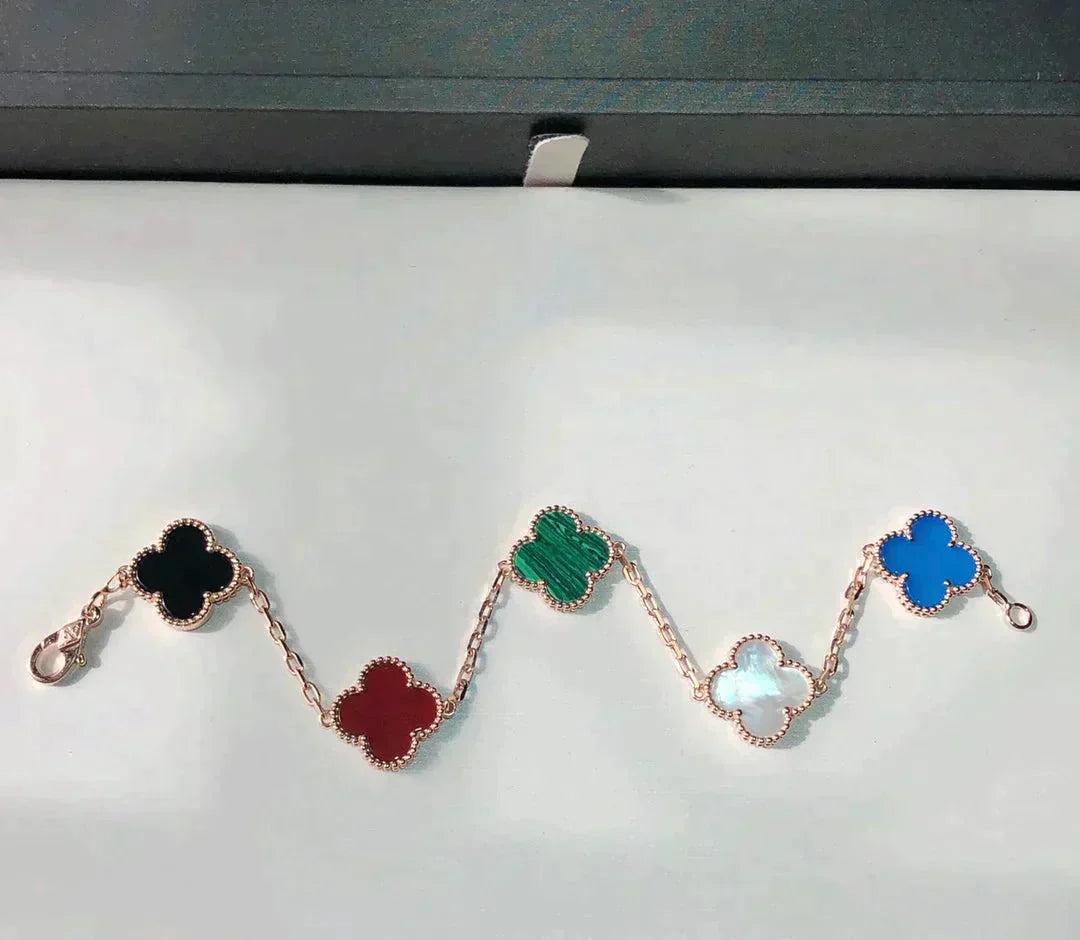 [Luxery]CLOVER 5 MOTIFS MULTICOLOR BRACELET