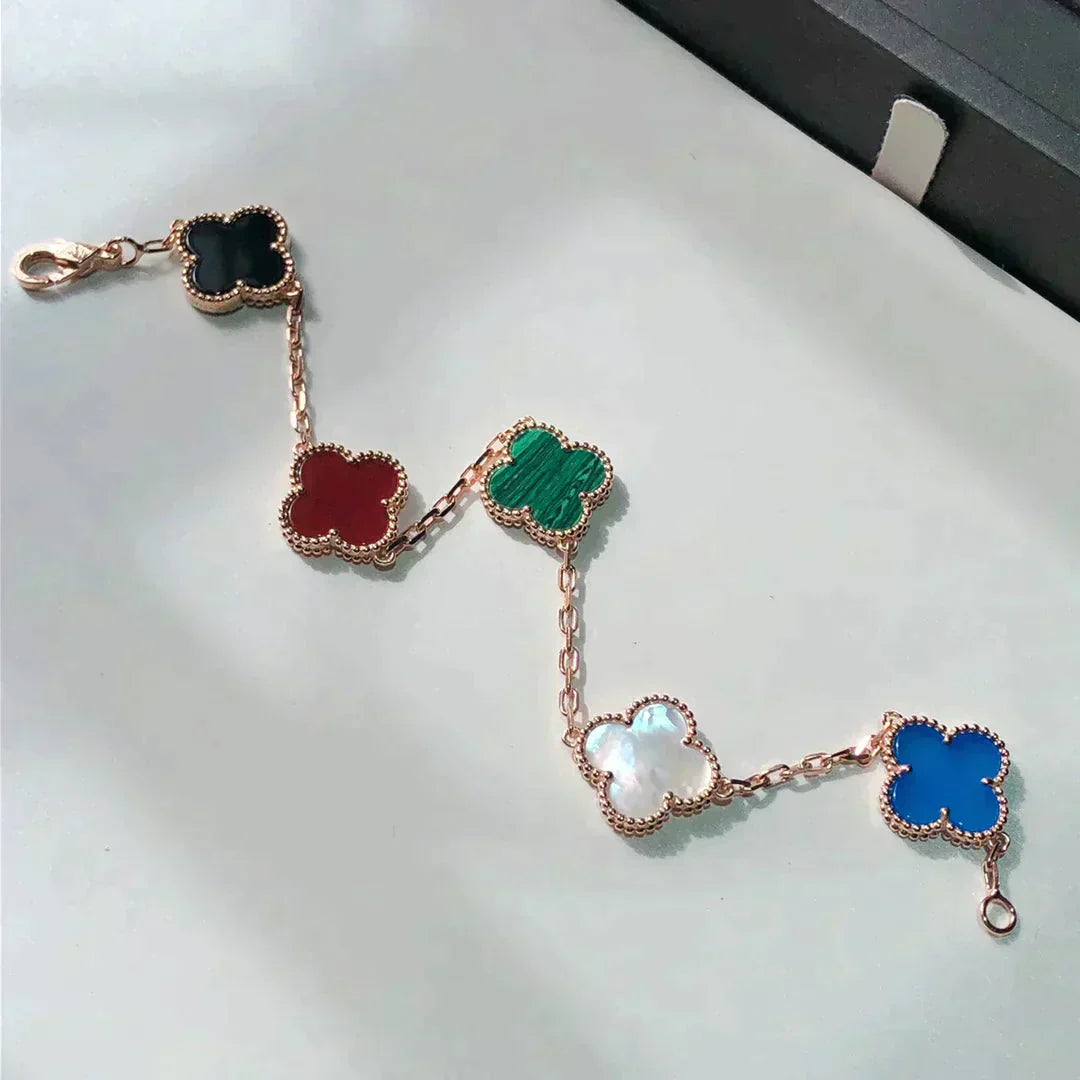 [Luxery]CLOVER 5 MOTIFS MULTICOLOR BRACELET