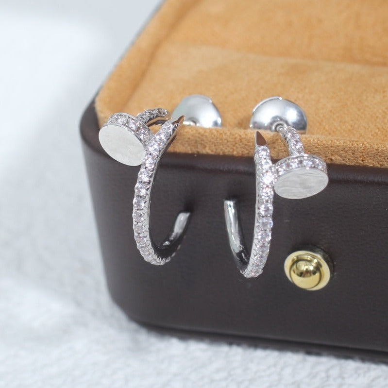 [Luxery]JUSTE EARRINGS 12.75MM SILVER DIAMOND