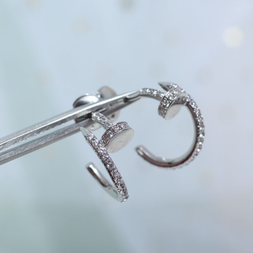 [Luxery]JUSTE EARRINGS 12.75MM SILVER DIAMOND
