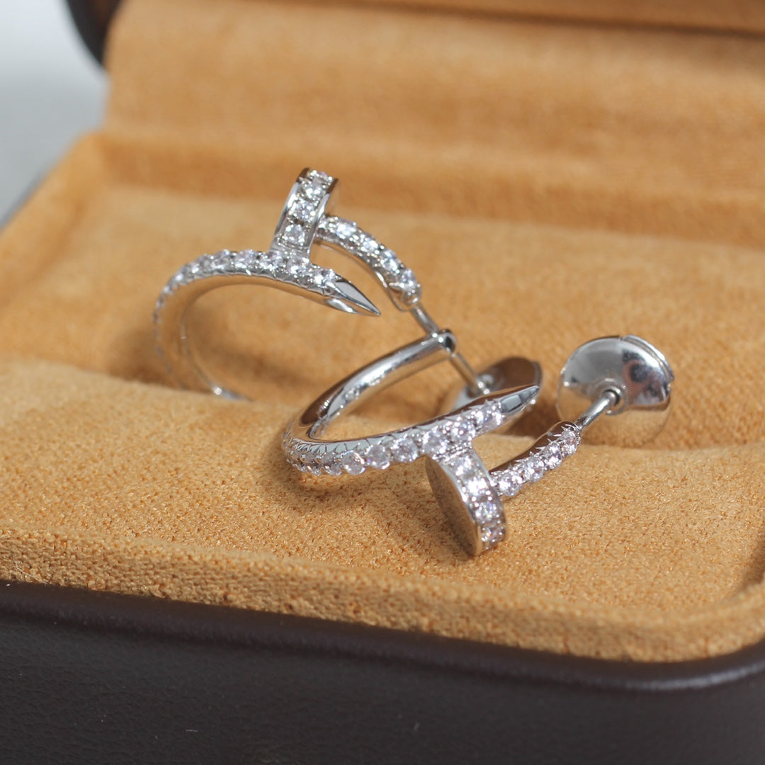 [Luxery]JUSTE EARRINGS 12.75MM SILVER DIAMOND