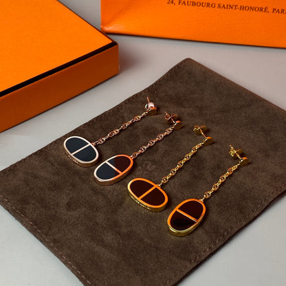 [Luxery]CHAINE VERSO BLACK CERAMIC EARRINGS