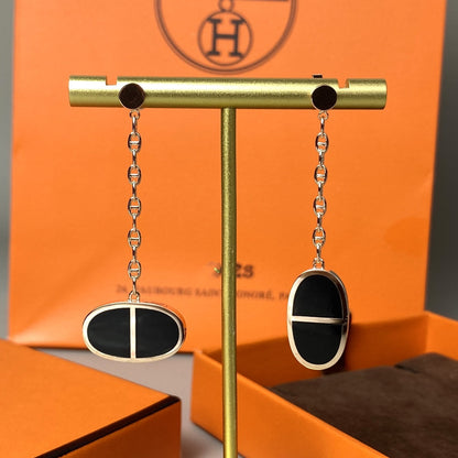 [Luxery]CHAINE VERSO BLACK CERAMIC EARRINGS