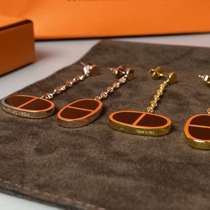 [Luxery]CHAINE VERSO BLACK CERAMIC EARRINGS