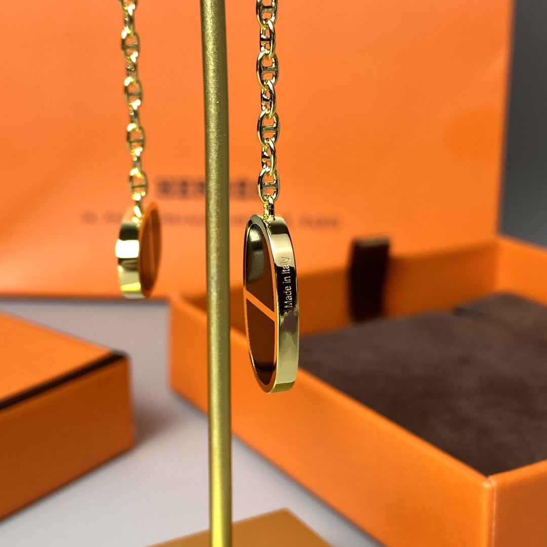 [Luxery]CHAINE VERSO BLACK CERAMIC EARRINGS