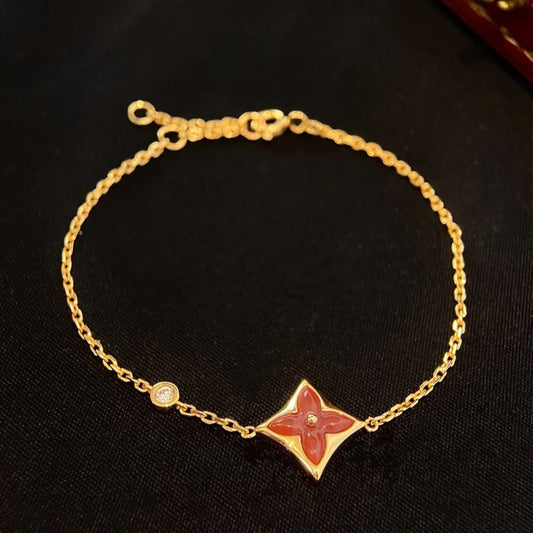 [Luxery]COLOR STAR CARNELIAN PINK GOLD DIAMOND BRACELET