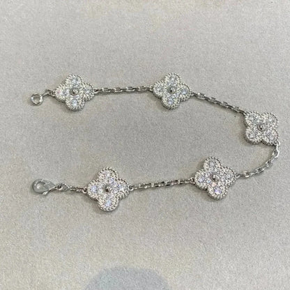 [Luxery] CLOVER 5 MOTIF FULL DIAMOND BRACELET COLLECTION