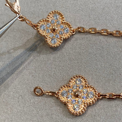 [Luxery] CLOVER 5 MOTIF FULL DIAMOND BRACELET COLLECTION