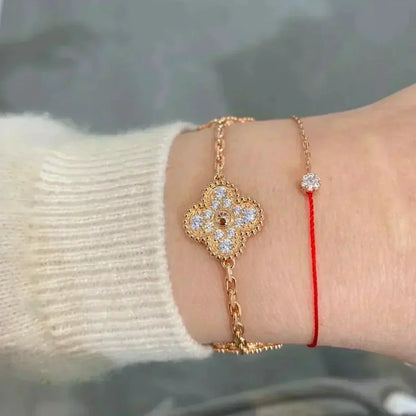 [Luxery] CLOVER 5 MOTIF FULL DIAMOND BRACELET COLLECTION