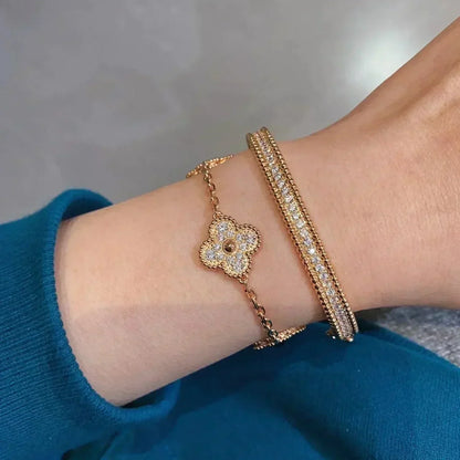 [Luxery] CLOVER 5 MOTIF FULL DIAMOND BRACELET COLLECTION