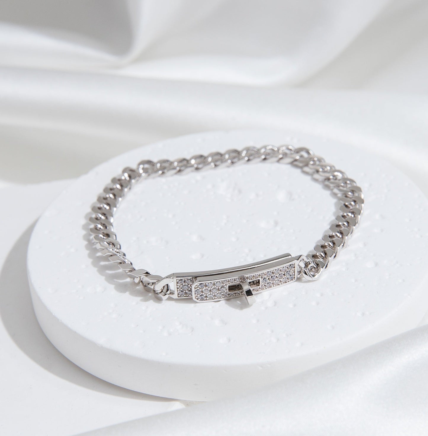 [Luxery]KELLY CHAIN SILVER DIAMOND BRACELET