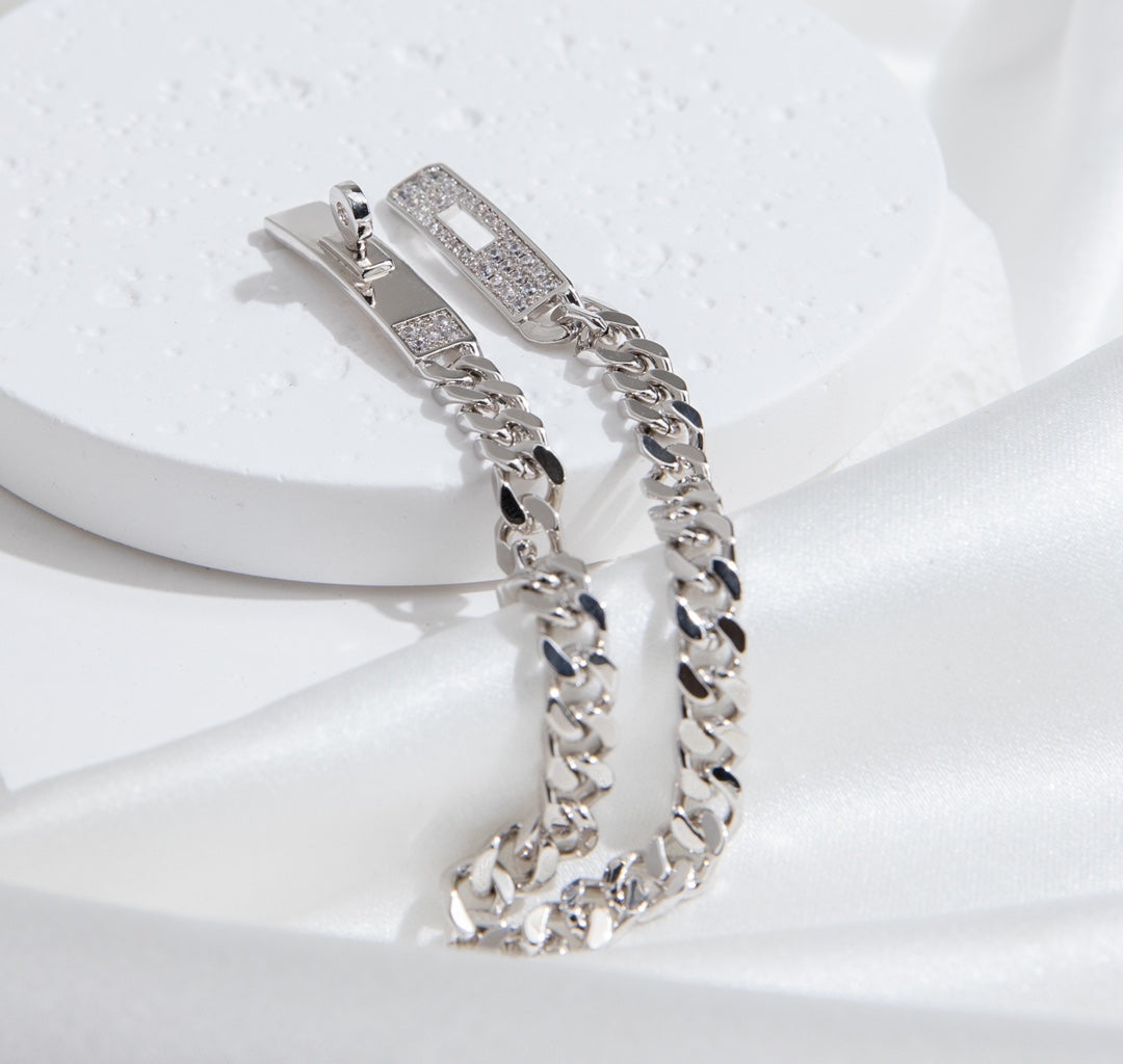 [Luxery]KELLY CHAIN SILVER DIAMOND BRACELET