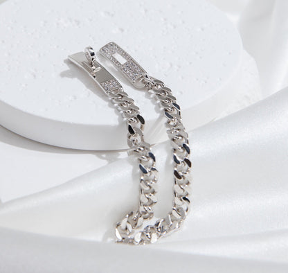 [Luxery]KELLY CHAIN SILVER DIAMOND BRACELET