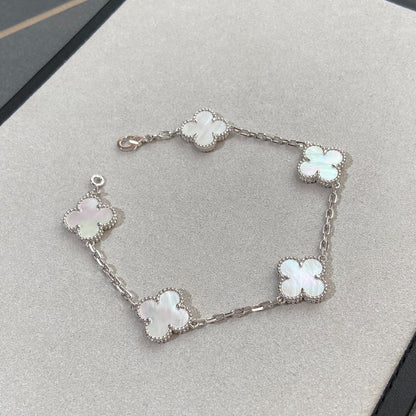 [Luxery]CLOVER WHITE PEARL MOP 5 MOTIF BRACELET COLLECTION