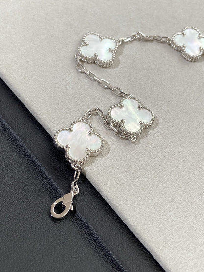 [Luxery]CLOVER WHITE PEARL MOP 5 MOTIF BRACELET COLLECTION