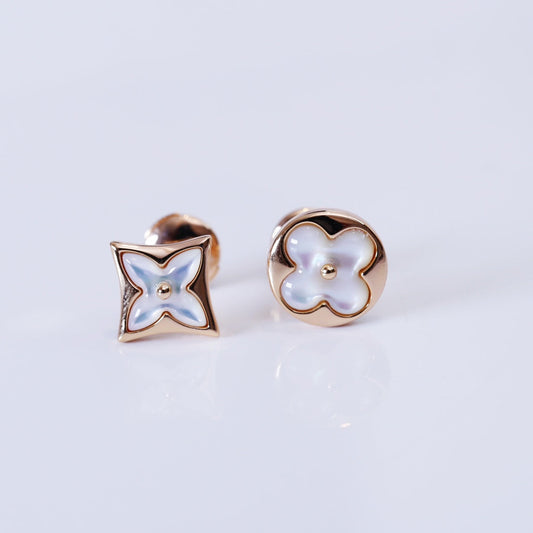 [Luxery]STAR AND SUN PINK GOLD MOP STUD EARRINGS