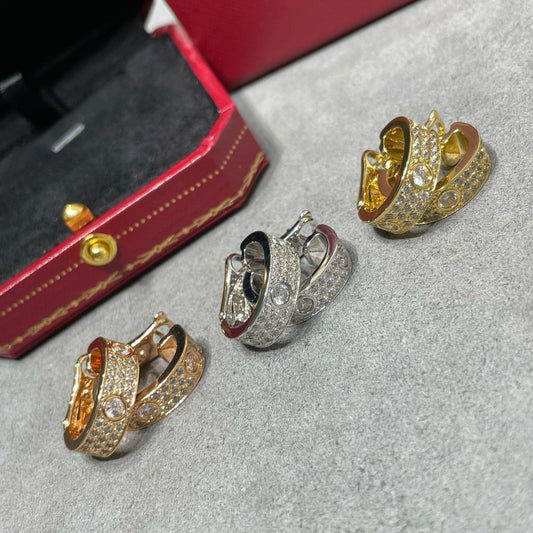 [Luxery]LOVE 5.5MM DIAMOND PAVED EARRINGS