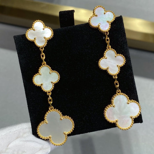 [Luxery]CLOVER MOP 3 MOTIFS GOLD EARRINGS