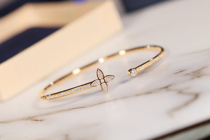 [Luxery]IDYLLE GOLD OPEN BRACELET DIAMOND PAVED