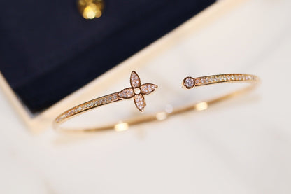 [Luxery]IDYLLE GOLD OPEN BRACELET DIAMOND PAVED