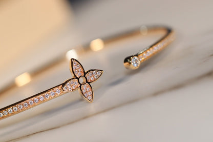 [Luxery]IDYLLE GOLD OPEN BRACELET DIAMOND PAVED