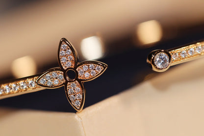 [Luxery]IDYLLE GOLD OPEN BRACELET DIAMOND PAVED